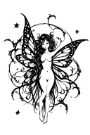 black fairy surrounded tattoo design idea