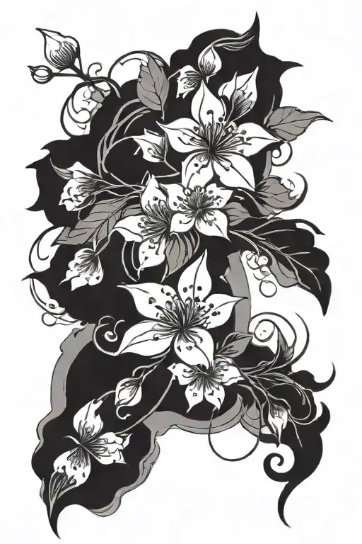 Cloud Japanese Leafs Cherry Blossom tattoo design idea
