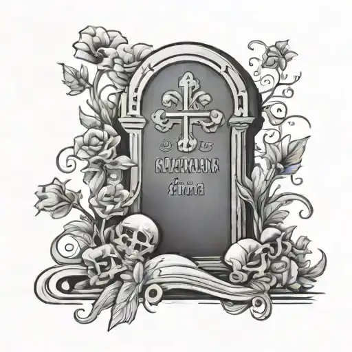 tombstone with words  tattoo design idea