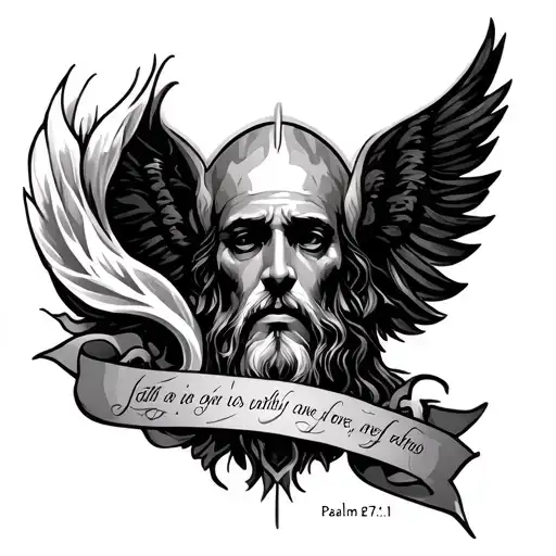 unique christian with the verse psalm 27:1 tattoo design idea
