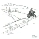 An adventure rider riding a dr650 on a trail leading into the distance tattoo design idea