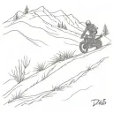 An adventure rider riding a dr650 on a trail leading into the distance tattoo design idea