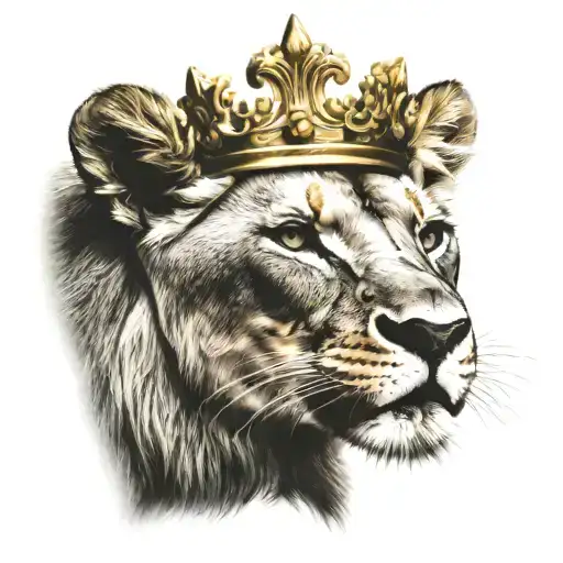 lioness with crown tattoo design idea