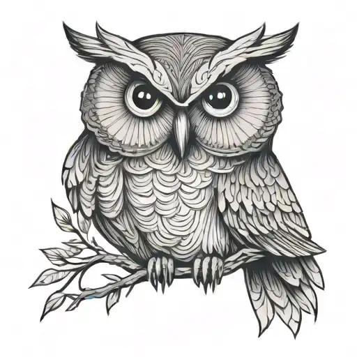Fine Line Owl tattoo design idea