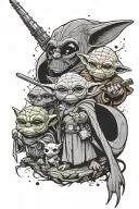 Marvel, DC, Harry Potter, Disney, Grogu star wars tattoo design idea