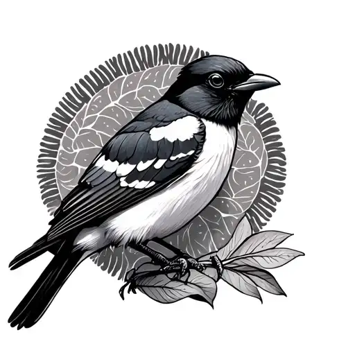 hopping Australian magpie tattoo design idea