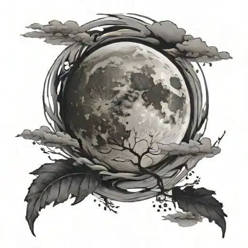 blurry moon tattoo design idea