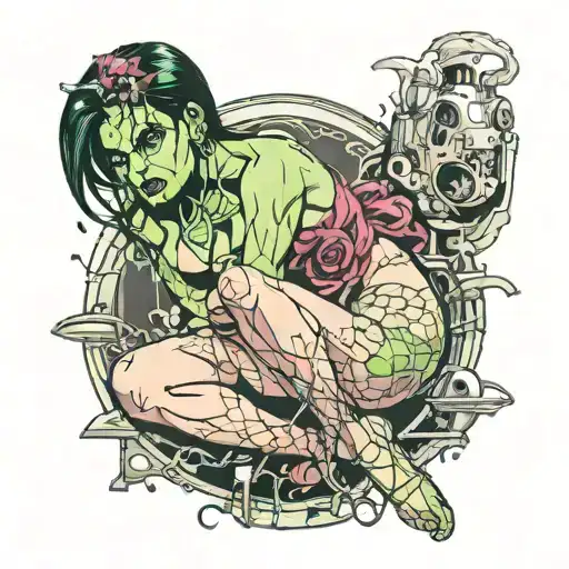 scantily clad female Frankenstein in a sexy pose tattoo design idea