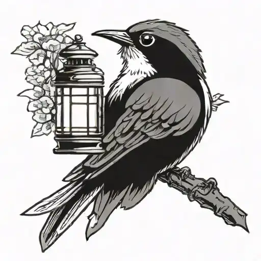 nightingale carrying a lantern shining tattoo design idea