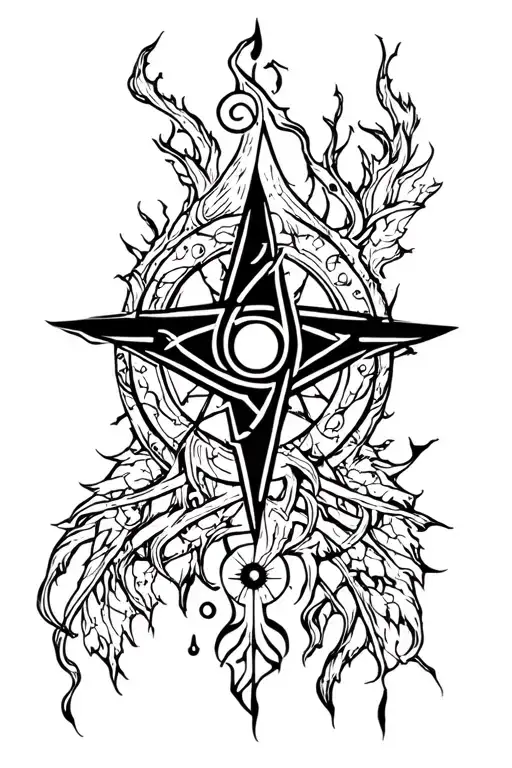 witchcraft, symbol of protection, occultism witches tattoo design idea