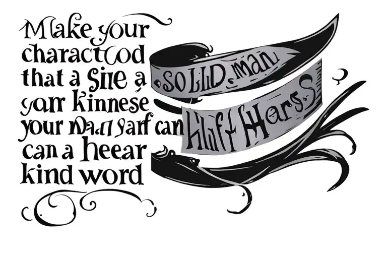 "make your character so good that a blind man can see your kindness and a deaf man can hear your kind word" written tattoo design idea