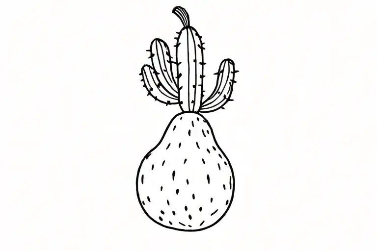 pricky pear cactus tattoo design idea