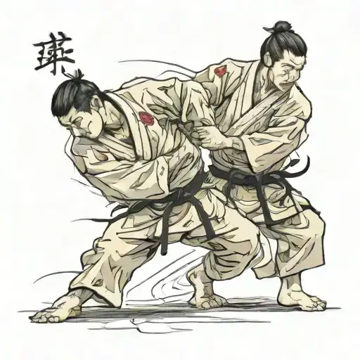 Judo player executing tattoo design idea
