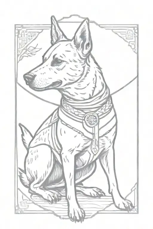 Australian cattle dog as an Asian samurai warrior tattoo design idea