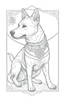 Australian cattle dog as an Asian samurai warrior tattoo design idea