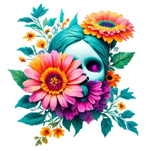 voodoo doll flowers tattoo design idea