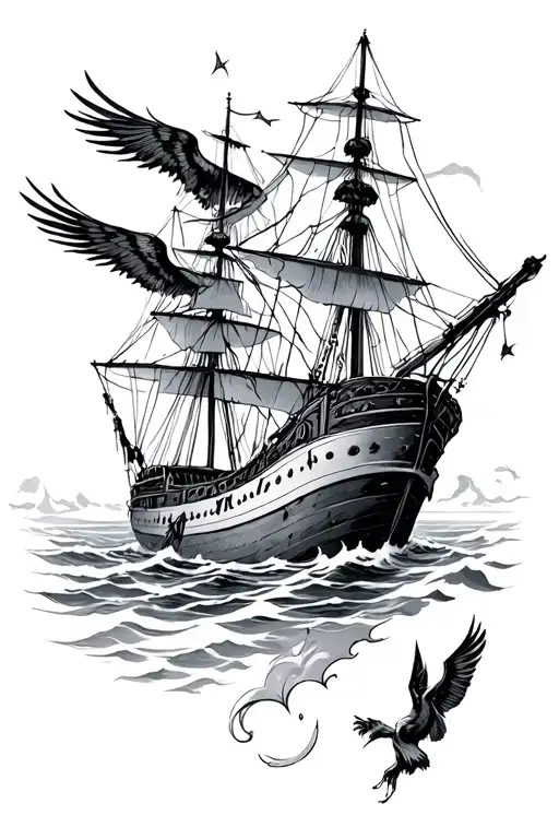 constillations with a ship and icarus falling tattoo design idea