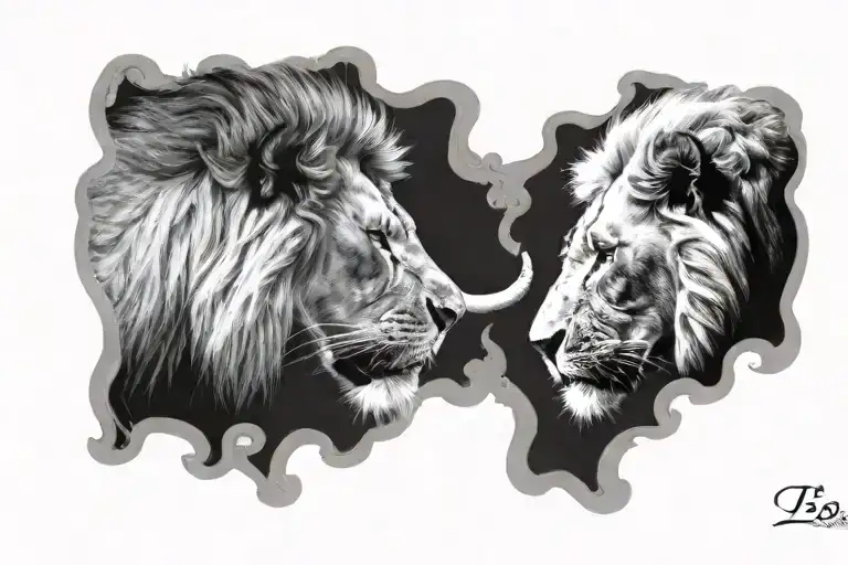 lion and elephant realistic tattoo tattoo design idea