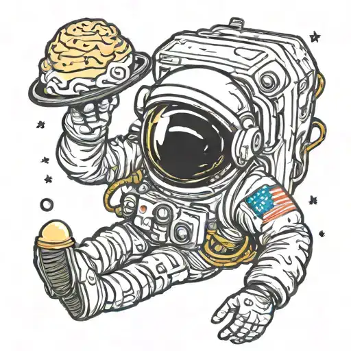 astronaut eating ice cream tattoo design idea