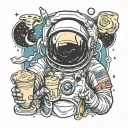 astronaut eating ice cream tattoo design idea