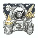 astronaut eating ice cream tattoo design idea