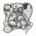 astronaut eating ice cream tattoo design idea