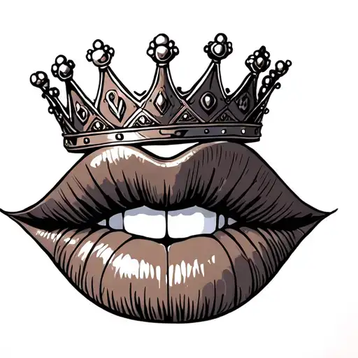 king queen crowns kiss lips tattoo design idea