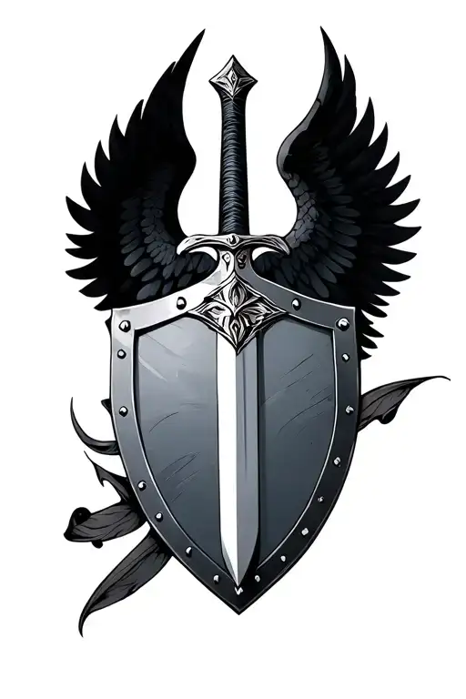 Sword, Shield and wings tattoo design idea