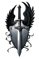 Sword, Shield and wings tattoo design idea