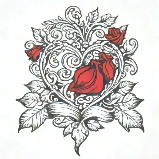 vine in a shape of a heart sayin maddie +lucas  tattoo design idea