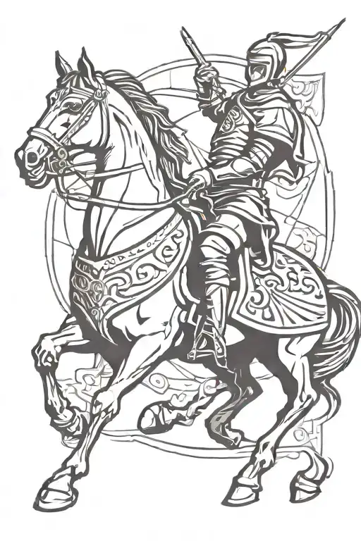 spain knight riding a horse tattoo design idea