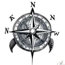 Sea Turtle Compass tattoo design idea