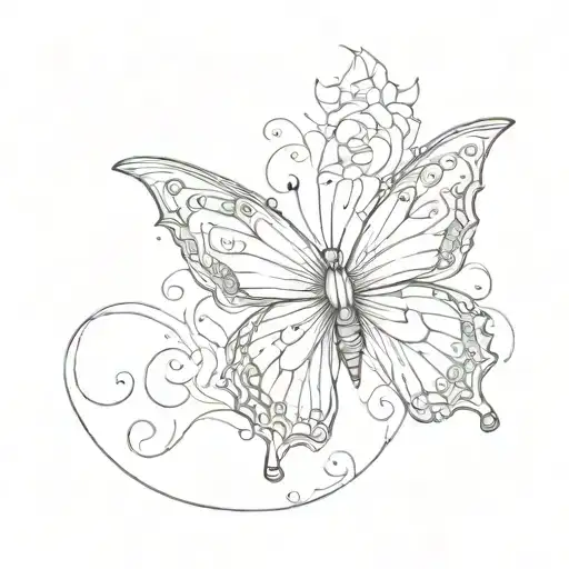 Butterfly mixed with name written tattoo design idea