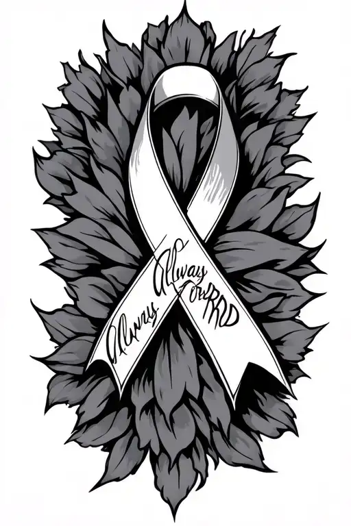 "Always Forward" A forearm tattoo of the breast cancer ribbon with a masculine touch tattoo design idea