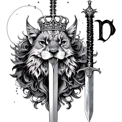 For the spine of the animal, the crown, the sword and the constellation of September, the heart and the brain and the letter M Girls and tattoo design idea