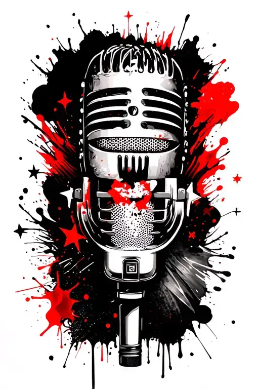 golden child text microphone stars clouds looking forward tattoo design idea