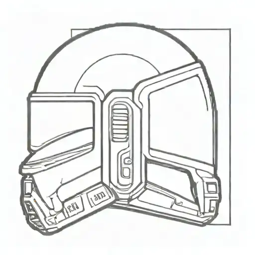 daft punk minimalist helmet tattoo design idea