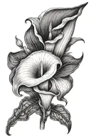 Calla Lily with roman numerals VIII.VII.MMX tattoo design idea