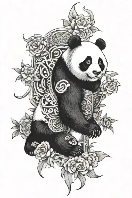 panda  great wall tattoo design idea