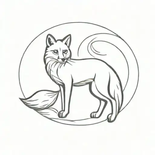 fox looking at moon Leo zodiac sign tattoo design idea