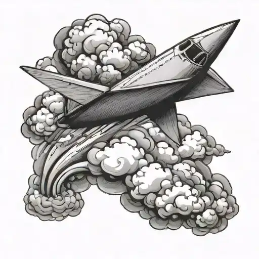 Paper plane flying through a cloud tattoo design idea