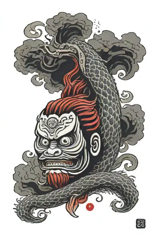 daruma doll gojira tattoo design idea