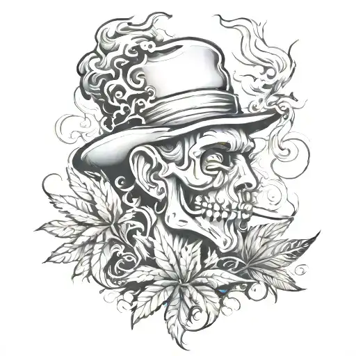 T & P smoking weed tattoo design idea