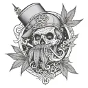 T & P smoking weed tattoo design idea
