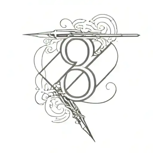 The number 8 with a switchblade diagonally over it tattoo design idea