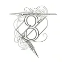The number 8 with a switchblade diagonally over it tattoo design idea