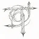 The number 8 with a switchblade diagonally over it tattoo design idea