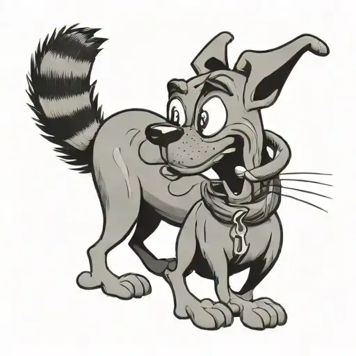 catdog cartoon characters. the dog is passing a blunt to the cat  tattoo design idea