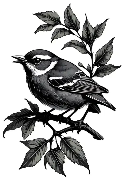 wren bird tattoo design idea