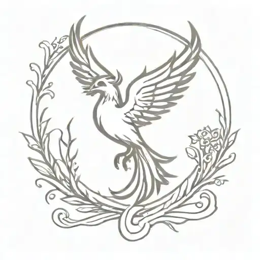 phoenix with astrological sign cancer and libra and virgo tattoo design idea